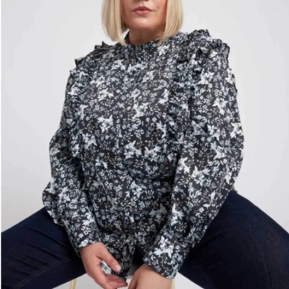 Erdem x Universal Standard Kalina Long Sleeve Ruffle Shirt size 14/16 - Picture 1 of 12